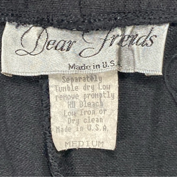 Dear Friends Linen Pants Womens Size M Black Cropped Cargo Pearl Buttons Trouser - Picture 14 of 15